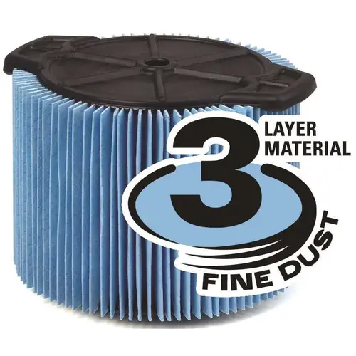 3-Layer Fine Dust Pleated Paper Filter for 3 to 4.5 Gal. RIDGID Wet/Dry Shop Vacuums Blue 3-Layer Fine Dust Pleated Paper Filter for 3 to 4.5 Gal. RIDGID Wet/Dry Shop Vacuums Blue