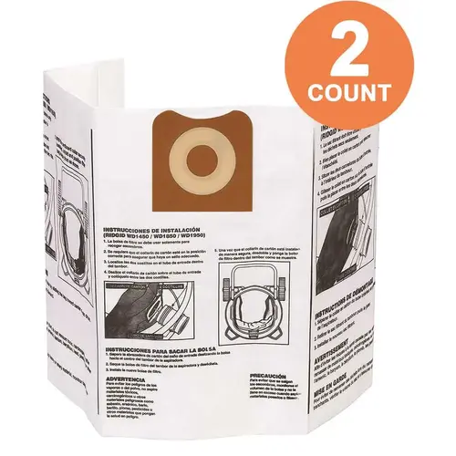 High-Efficiency Size A Dust Bags for 12 Gal. to 16 Gal. RIDGID Wet/Dry Vacs - Pair White High-Efficiency Size A Dust Bags for 12 Gal. to 16 Gal. RIDGID Wet/Dry Vacs - Pair White
