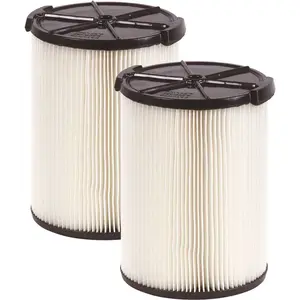 RIDGID VF4200 1-Layer Standard Pleated Paper Filter for Most 5 Gal. and Larger RIDGID Wet/Dry Shop Vacuums - Pair White