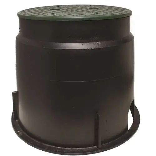 10 in. Valve Box Round Black Body with Green Lid 10 in. Valve Box Round Black Body with Green Lid