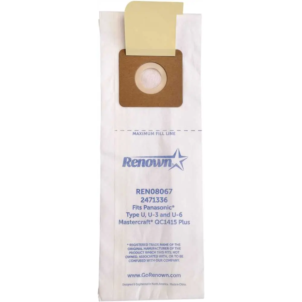 Renown Vacuum Bag for Panasonic U. Equivalent to MC-115PT MCV215 MCV234P MC-V145MT White - pack of 3 REN08067 Renown Vacuum Bag for Panasonic U. Equivalent to MC-115PT MCV215 MCV234P MC-V145MT White - pack of 3 REN08067