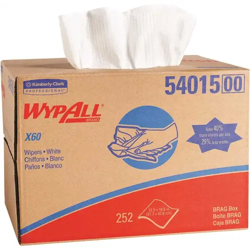 X60 White Reusable Cloths in Brag Box (252 Sheets/Box, )
