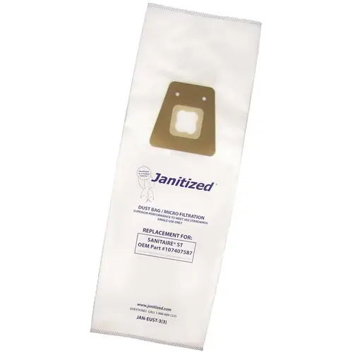 Vacuum Bag for Sanitaire Style ST.Equivalent to 63213, 63213A, 63213B, 79524 White - pack of 3