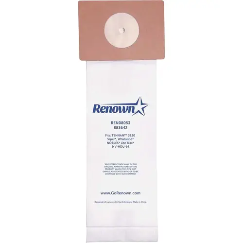 Vacuum Bag for Nobles Lite Trac, Tennant V-HDU-14/36. . Equivalent to 611783, 900035, 1067455 White Vacuum Bag for Nobles Lite Trac, Tennant V-HDU-14/36. . Equivalent to 611783, 900035, 1067455 White