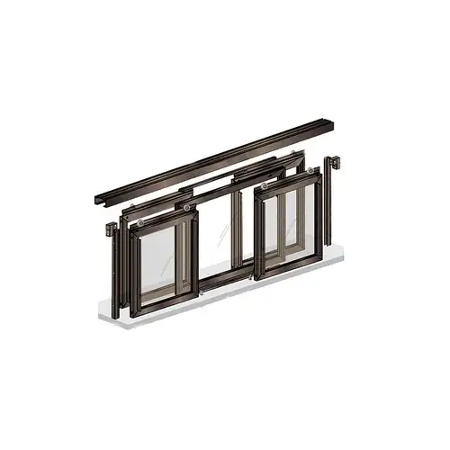 36" W x 36" H Horizontal Sliding Fawn Model Pass-Thru Assembly With D7 Header And Screens Duranodic Bronze - No Glass or Screen