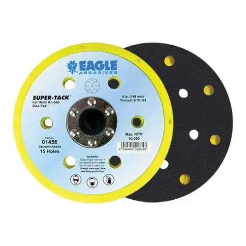 Disc Pad, 6 in, 5/16-24 Arbor/Shank, Super-Tack Attachment, 15 Holes