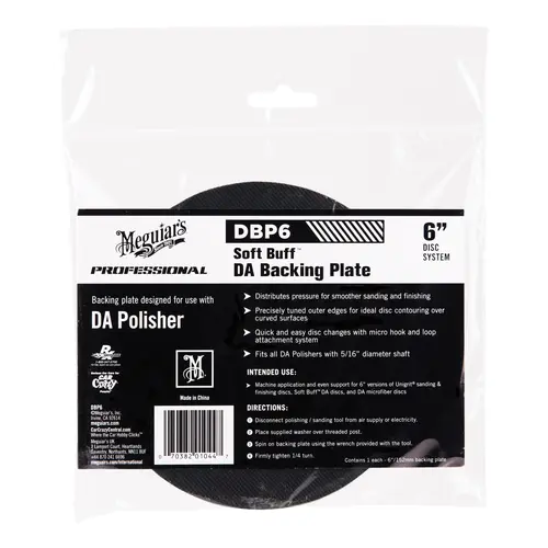 Dual Action Backing Plate, 6 in Dia, 5/16 in Arbor/Shank, Hook and Loop Attachment Black Dual Action Backing Plate, 6 in Dia, 5/16 in Arbor/Shank, Hook and Loop Attachment Black