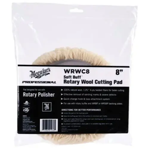 Rotary Cutting Pad, 8 in Dia, Hook and Loop Attachment, Wool Pad