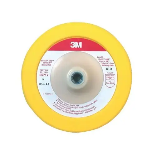 Buffing and Polishing Backup Pad, 7 in Dia, 5/8-11 Internal Arbor/Shank, Foam Yellow