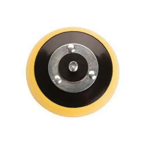 103 Vinyl Faced Back-Up Pad, 3-1/2 in Dia, PSA Attachment Yellow Foam/Black Hub