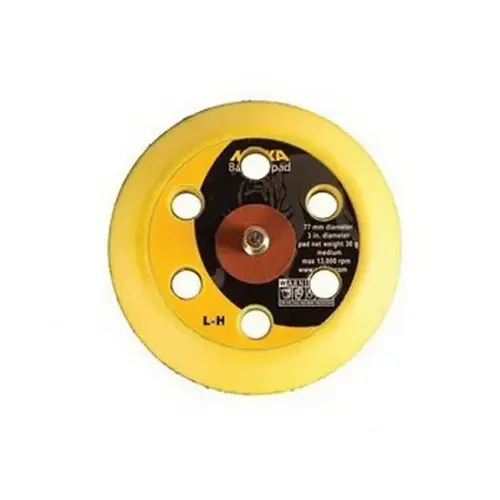 Grip Faced Vacuum Back-Up Pad, 3 in Dia, Hook and Loop Attachment Yellow Foam/Yellow Hub Grip Faced Vacuum Back-Up Pad, 3 in Dia, Hook and Loop Attachment Yellow Foam/Yellow Hub