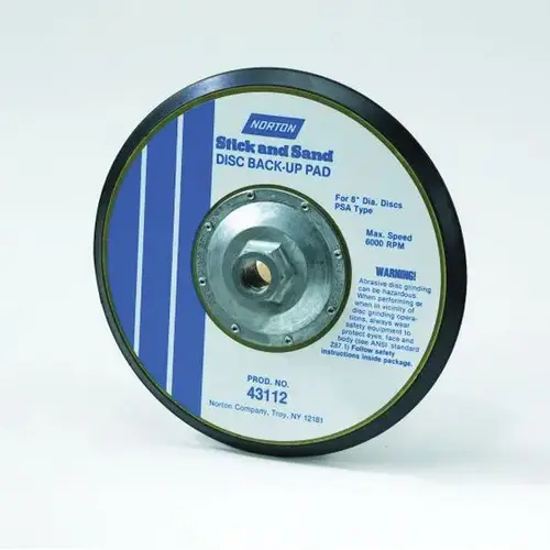 43112 Tapered Edge Stick-On Back-Up Pad, 8 in Dia, PSA Attachment 43112 Tapered Edge Stick-On Back-Up Pad, 8 in Dia, PSA Attachment