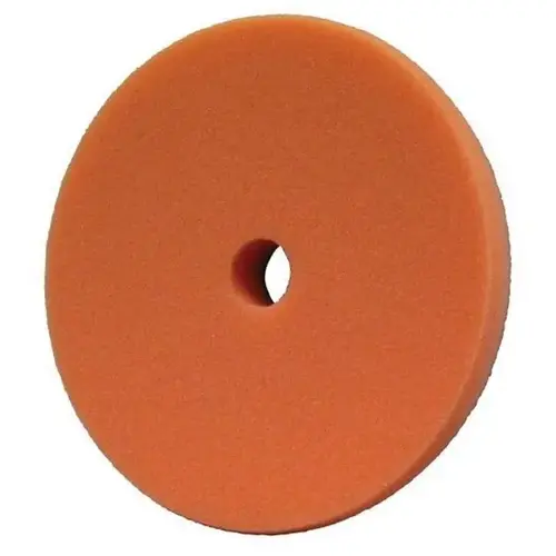 Single Sided Medium Cutting Pad, 6-1/2 in Dia, Hook and Loop Attachment, Foam Pad, Orange Single Sided Medium Cutting Pad, 6-1/2 in Dia, Hook and Loop Attachment, Foam Pad, Orange