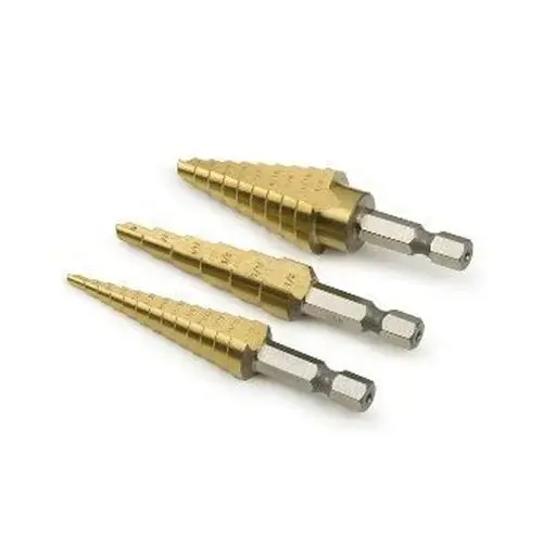 3-Piece Step Drill Set, High Speed Steel Titanium 3-Piece Step Drill Set, High Speed Steel Titanium