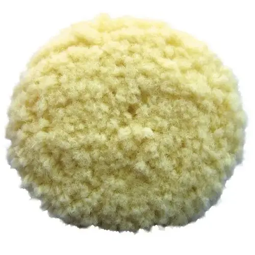 Mini Buffing Pad, 3 in Dia, 100% Tufted Wool Pad, White Mini Buffing Pad, 3 in Dia, 100% Tufted Wool Pad, White