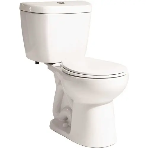 10 in. Rough-in 0.8 GPF Single Flush Round Front Toilet in White