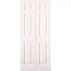 Masonite 0201610180792V1V830010 18 in. x 80 in. Textured 6-Panel Primed White Hollow Core Composite Bi-Fold Door