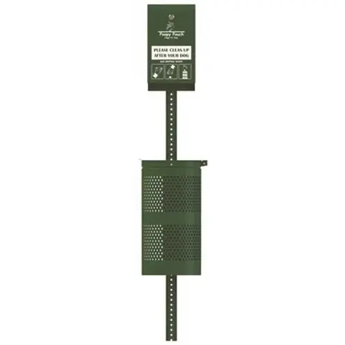 Poopy Pouch Header Pet Waste Station with 10 Gal. Trash Can, Hunter Green