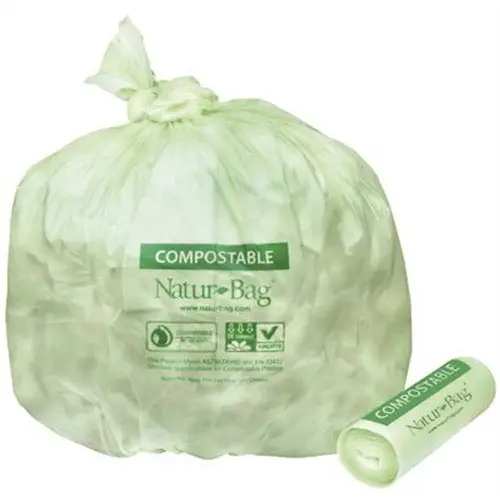13 gal. Compostable Trash Bags, 23.5 in. x 29 in., 0.8 MIL, Green - pack of 250