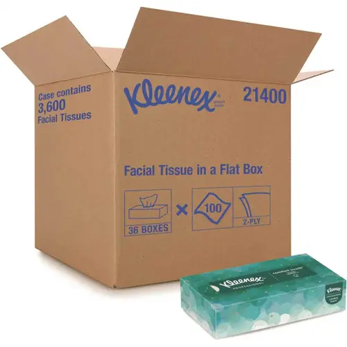 Facial Flat Tissue Boxes (, 100 Tissues/Box) White - pack of 36