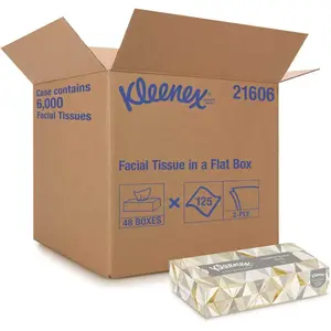 KLEENEX 21606 Facial Flat Tissue Boxes (, 125 Tissues/Box) White - pack of 48