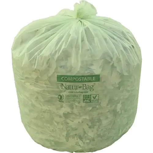 58 Gal. 38 in. x 58 in. Green Compostable Trash Can Liner - pack of 100