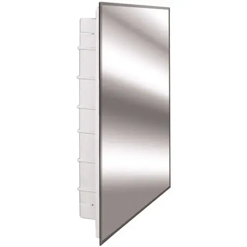 Nunki 16 in. x 26 in. x 3-1/2 in. Frameless Recessed 1-Door Medicine Cabinet with 6-Shelves and Beveled Edge Mirror White Nunki 16 in. x 26 in. x 3-1/2 in. Frameless Recessed 1-Door Medicine Cabinet with 6-Shelves and Beveled Edge Mirror White