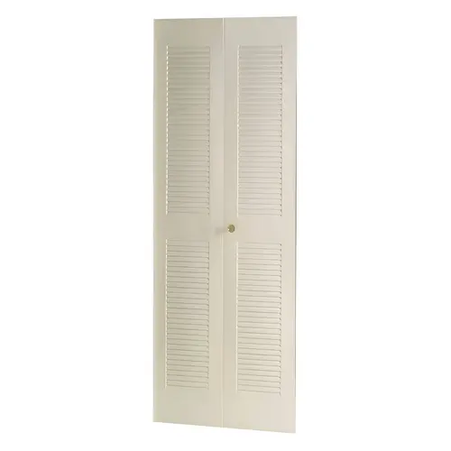 Louver II Steel Full-Louvered Bi-fold Door, 30" x 80", Bright White