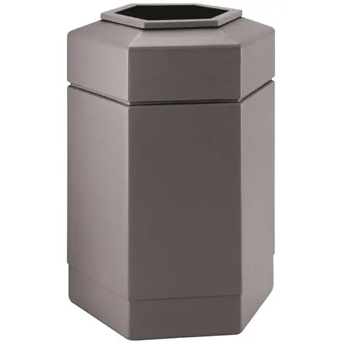 PolyTec 30 Gal. Gray Hex Trash Can with Open Top Lid PolyTec 30 Gal. Gray Hex Trash Can with Open Top Lid