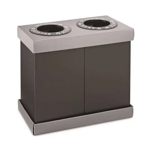 28 Gal. Black Plastic 2-Compartment Indoor Trash Can and Recycling Bin 28 Gal. Black Plastic 2-Compartment Indoor Trash Can and Recycling Bin