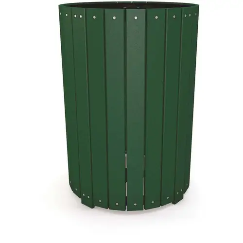 32 Gal. Round Green Recycled Plastic Trash Receptacle Color/Finish Family 32 Gal. Round Green Recycled Plastic Trash Receptacle Color/Finish Family
