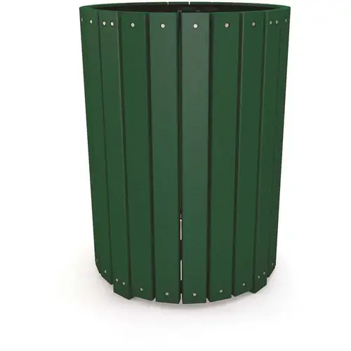 55 Gal. Round Green Recycled Plastic Heavy-Duty Trash Receptacle Color/Finish Family 55 Gal. Round Green Recycled Plastic Heavy-Duty Trash Receptacle Color/Finish Family