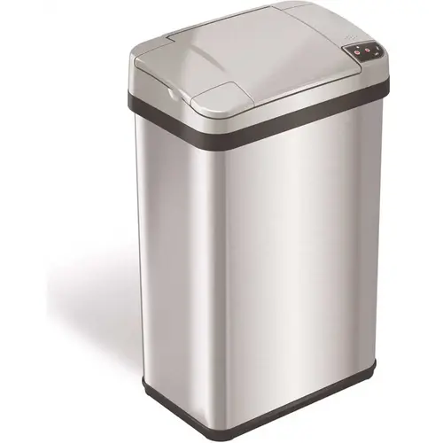 4 Gal. Rectangular Sensor Stainless Steel Trash Can Silver 4 Gal. Rectangular Sensor Stainless Steel Trash Can Silver