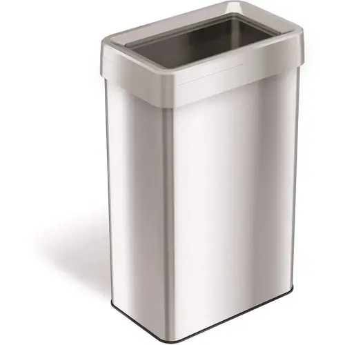 21 Gal. Rectangular Open Top Stainless Steel Trash Can Silver 21 Gal. Rectangular Open Top Stainless Steel Trash Can Silver