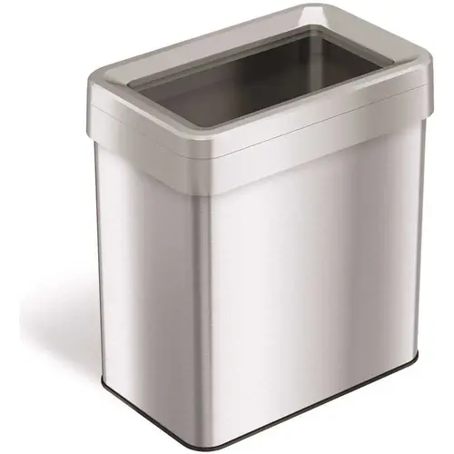 16 Gal. Rectangular Open Top Stainless Steel Trash Can Silver 16 Gal. Rectangular Open Top Stainless Steel Trash Can Silver