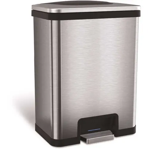 13 Gal. Pedal-Sensor Stainless Steel Can Silver 13 Gal. Pedal-Sensor Stainless Steel Can Silver
