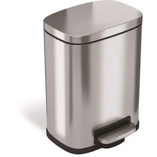 1.5 Gal. Soft Step Stainless Steel Trash Can with Plastic Liner Silver 1.5 Gal. Soft Step Stainless Steel Trash Can with Plastic Liner Silver