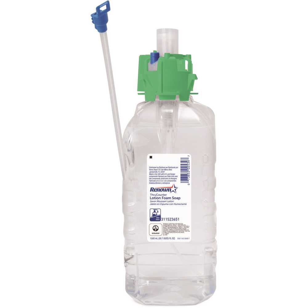 Renown 8561-04-B4W00LG Select ThruCounter 1500 ml Fresh Scent, Green-Certified- Lotion Foam Handwash Refill for CXM/CXI/CXT Dispensers Clear