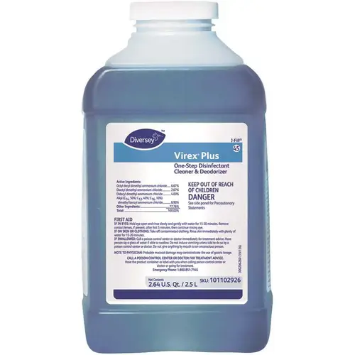 Virex Plus One-Step Disinfectant Deodorizer 2.5 L Multi Surface Liquid Quat For J-Fill Blue - pack of 2 Virex Plus One-Step Disinfectant Deodorizer 2.5 L Multi Surface Liquid Quat For J-Fill Blue - pack of 2