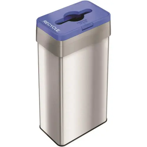 21 Gal. Stainless Steel Recycle Bin with Opening Lid Silver 21 Gal. Stainless Steel Recycle Bin with Opening Lid Silver