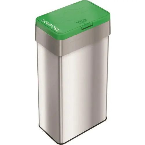 21 Gal. Stainless Steel Compost Bin with Opening Lid Silver