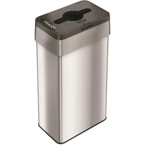 21 Gal. Stainless Steel Trash Can with Opening Lid Silver