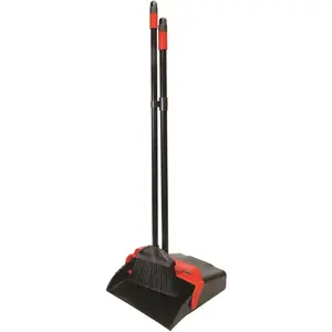 MAXIPLUS 96200 13 in. Assembled Lobby Dust Pan with Lobby Broom Black and Red