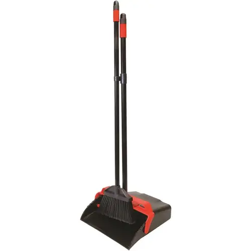 13 in. Assembled Lobby Dust Pan with Lobby Broom Black and Red