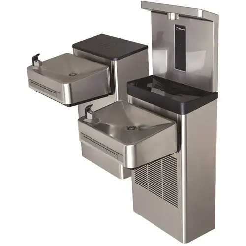 Wall Mount Hi-Lo ADA Water Cooler Drinking Fountain with Bottle Filler Stainless Steel Wall Mount Hi-Lo ADA Water Cooler Drinking Fountain with Bottle Filler Stainless Steel