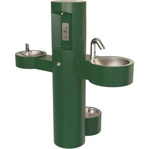 13 in. Stainless Steel 1-Compartment Commercial Outdoor Hand Wash Station, Bottle Filler, Drinking, Pet Fountain Basin Green Powder Coat Finish 13 in. Stainless Steel 1-Compartment Commercial Outdoor Hand Wash Station, Bottle Filler, Drinking, Pet Fountain Basin Green Powder Coat Finish