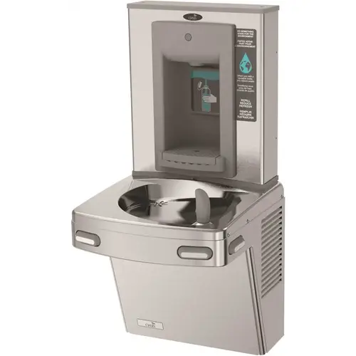 Refrigerated ADA Stainless Steel Energy/Water Efficient Single Level Drinking Fountain with Manual Bottle Filler Refrigerated ADA Stainless Steel Energy/Water Efficient Single Level Drinking Fountain with Manual Bottle Filler