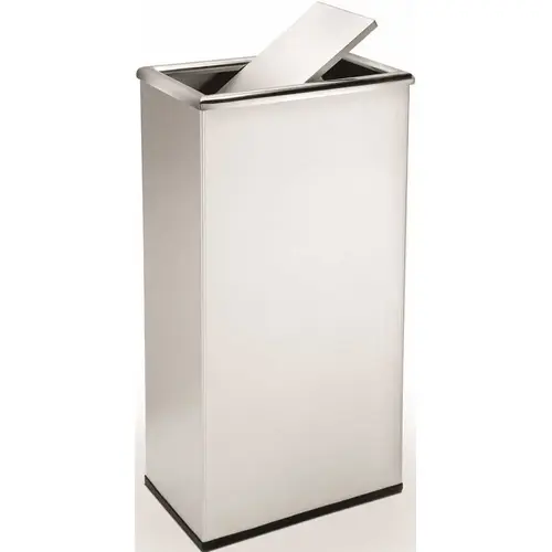 Precision 13.5 Gal. Stainless Steel Rectangular Trash Can with Dome Lid Silver Precision 13.5 Gal. Stainless Steel Rectangular Trash Can with Dome Lid Silver