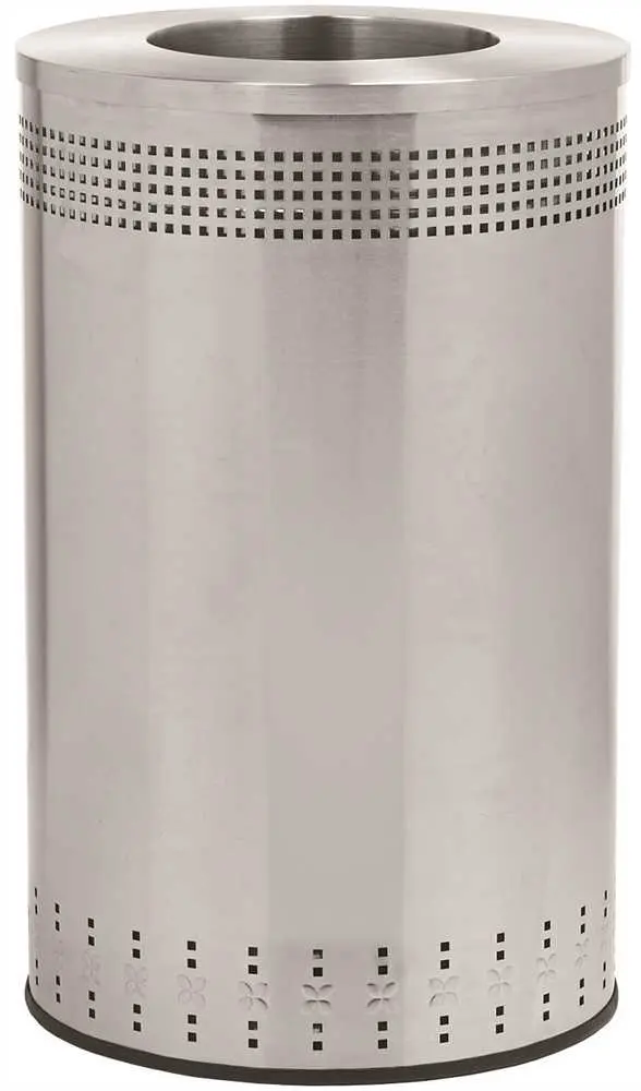 National Brand Alternative Precision 45 Gal. Stainless Steel Round Imprinted Trash Can with Open Top Lid Silver 782329 National Brand Alternative Precision 45 Gal. Stainless Steel Round Imprinted Trash Can with Open Top Lid Silver 782329