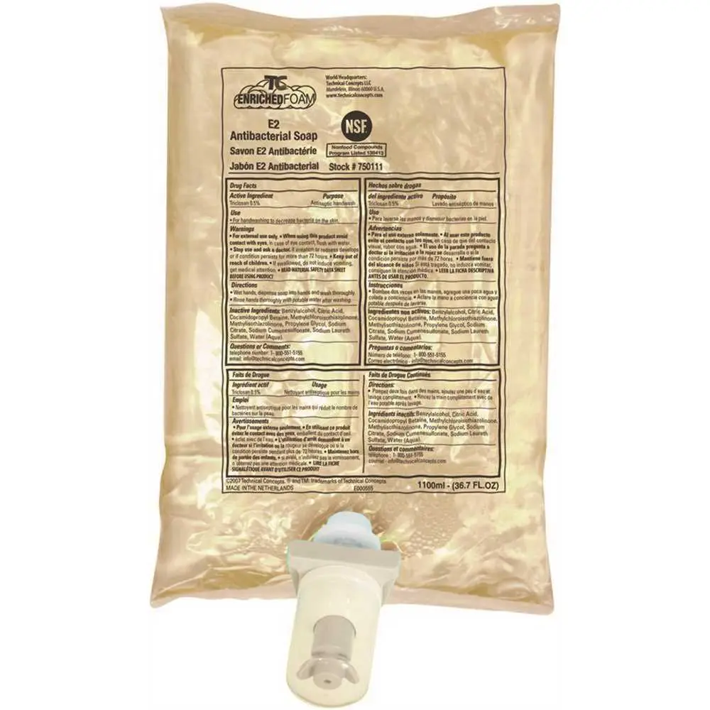 Rubbermaid Hand Soap Foam 1.1 L Clear E2 Rated Enriched FDA Approved - pack of 4 2018595-XCP4